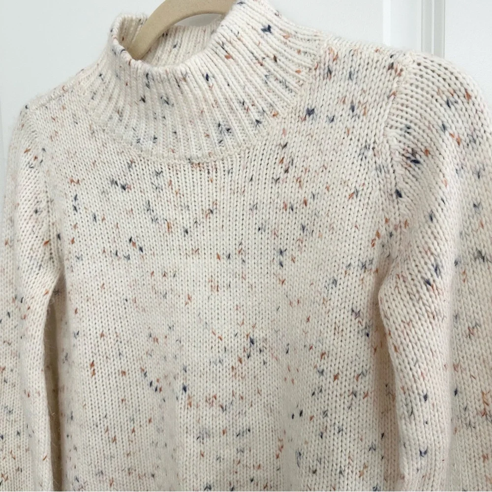 OshKosh B'gosh Girls Cream Confetti Speckled Knit Mockneck Sweater
